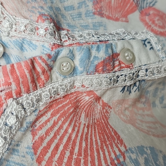 Emily Daniels Linen Blend Top Seashells Sz Large - Picture 3 of 11